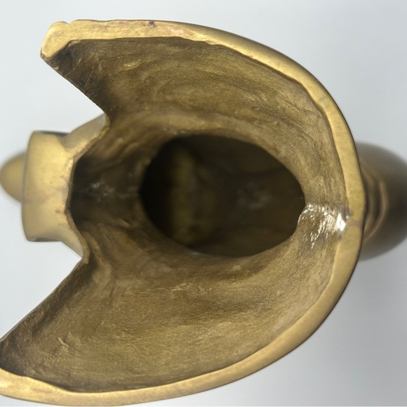 Large Brass Ladies Victorian Lace Up Heel Boot Shoe Heavy Planter Vase - Picture 8 of 15